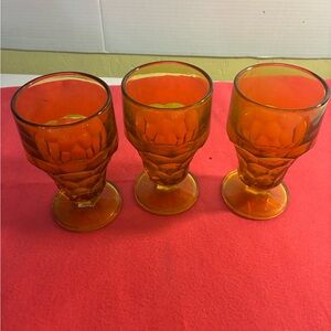 Amber Glass Goblet Set